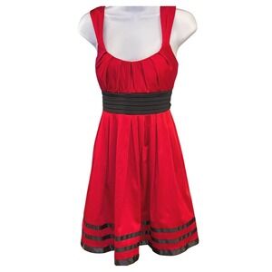 Y2K Vintage Jodi Kristopher Red Party Dress Black Trim Prom Cocktail Valentine's